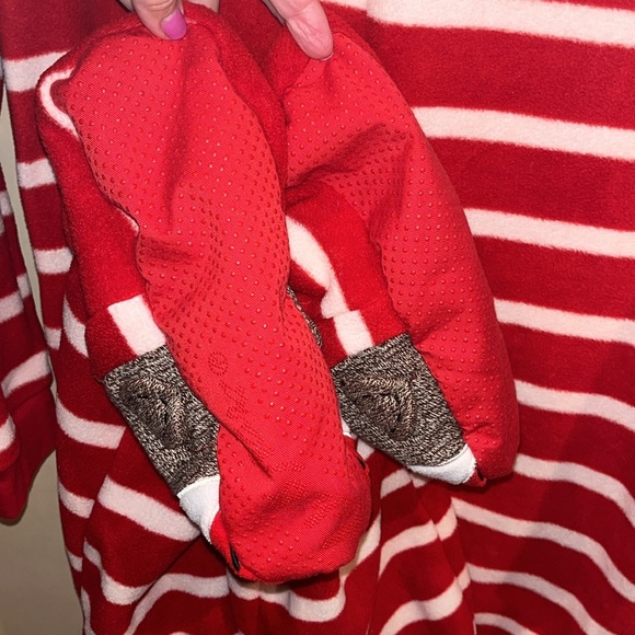 Nick & Nora footed red white sock monkey pajamas adult size small - Picture 9 of 12